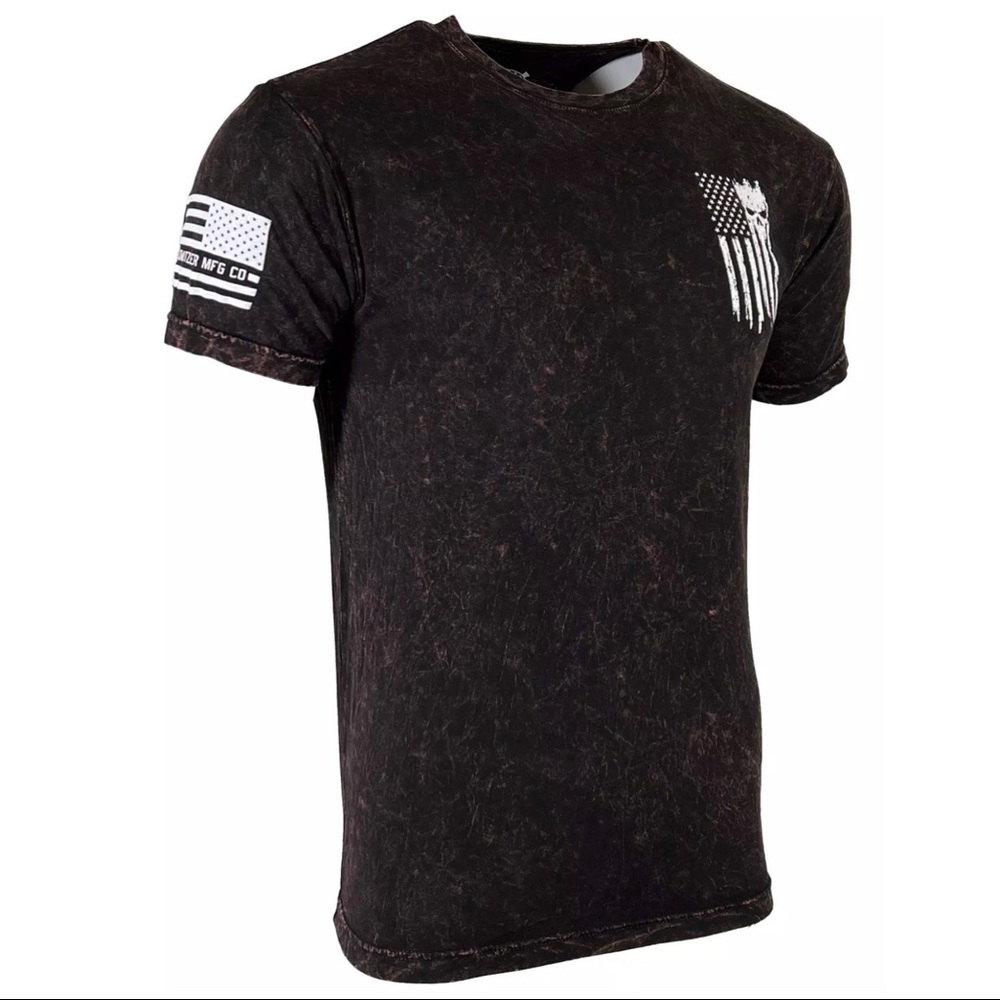 Howitzer Style Men's T-Shirt PATRIOT TORN Black Lava Wash Military Grunt - Picture 5 of 15